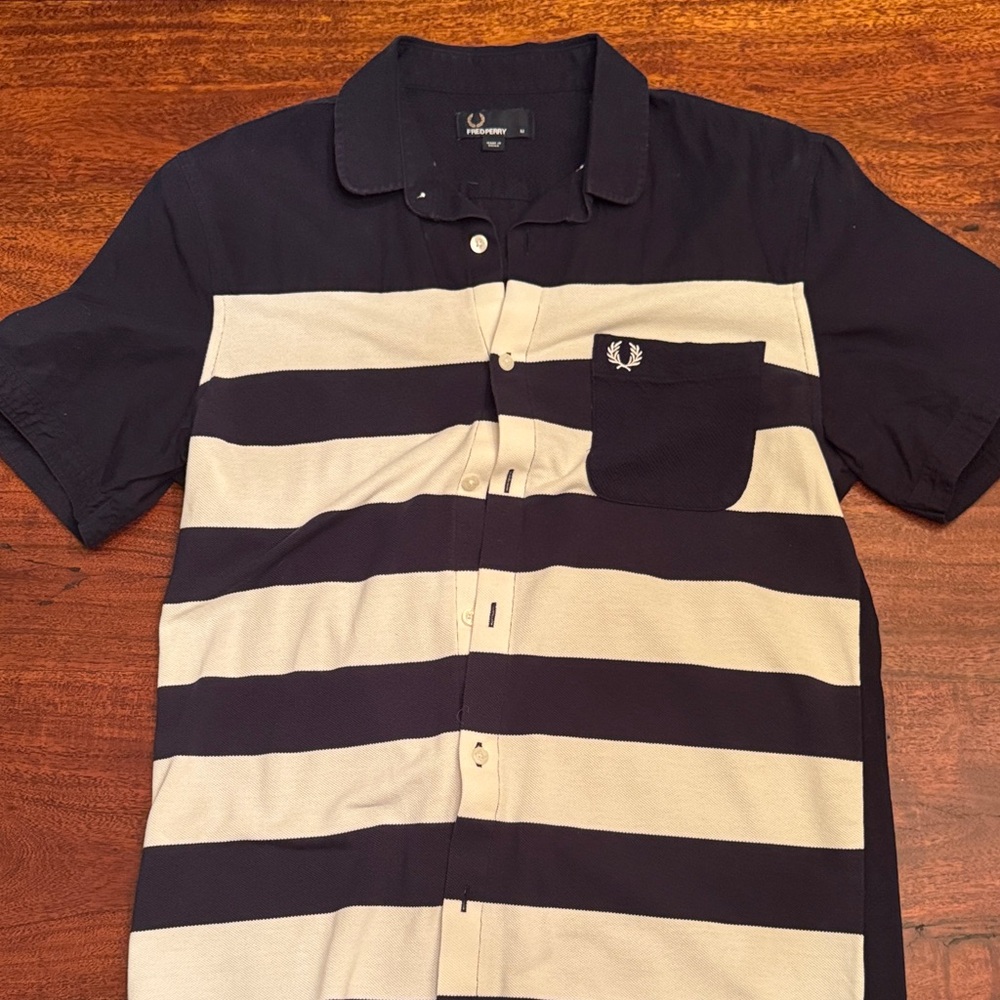 Fred Perry Blue & White Striped Men's Shirt